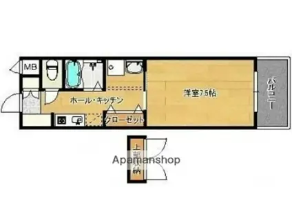 ワールドビルⅢ(1K/4階)の間取り写真