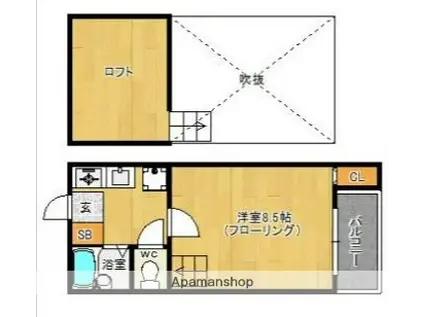 カレッジビラⅡ(1K/1階)の間取り写真