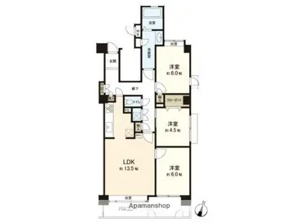 パークノヴァ高取南(3LDK/4階)の間取り写真