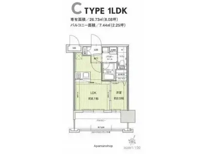 ドゥーエ赤坂(1LDK/5階)の間取り写真
