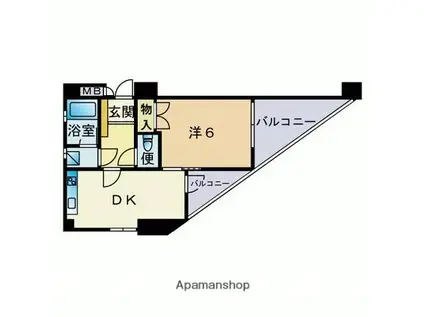 ウェルス荒江(1DK/9階)の間取り写真