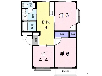 クレストークⅡ(3DK/2階)の間取り写真