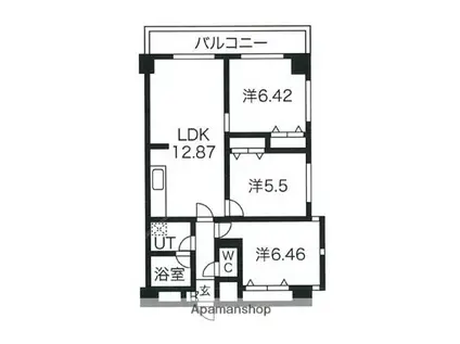 ライオンズマンション高砂第2(3LDK/4階)の間取り写真