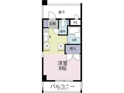 姪浜キドビル(1K/2階)の間取り写真