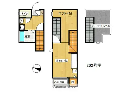MAISONETIC サンク(ワンルーム/2階)の間取り写真