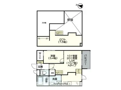 フェリシア高宮(1SLDK/1階)の間取り写真