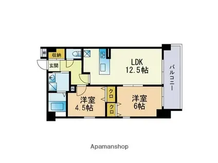GIRASOLE TENJIN(2LDK/10階)の間取り写真