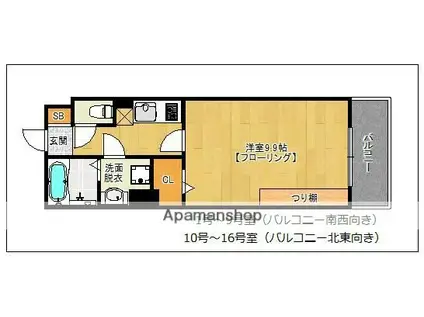 ウエスト AVALON九大前(1K/3階)の間取り写真