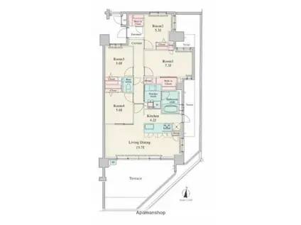 RJRプレシア別府駅前(4LDK/1階)の間取り写真