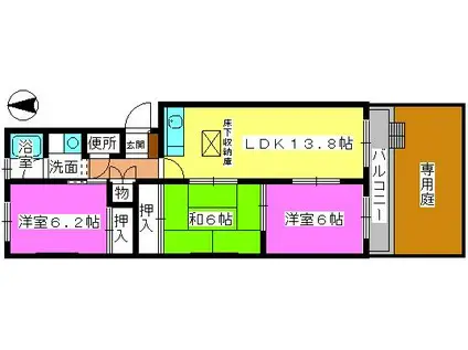 サンハイツやひろ(3LDK/1階)の間取り写真