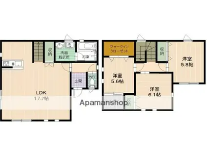 福岡市七隈線 福大前駅 徒歩33分 2階建 築3年(3LDK)の間取り写真