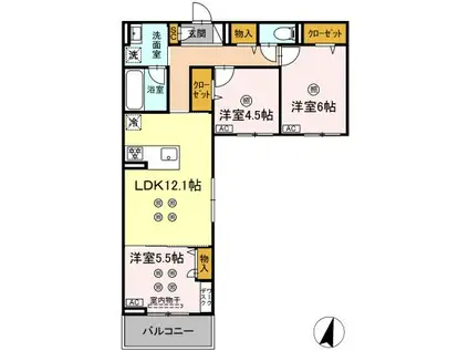 TORISIA T サウス(3LDK/2階)の間取り写真