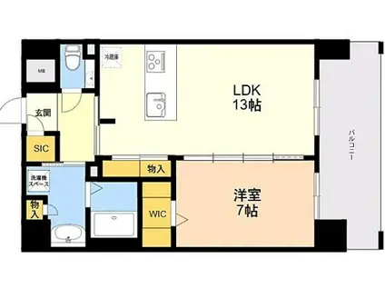 S-RESIDENCE大手門AWESOME(1LDK/9階)の間取り写真