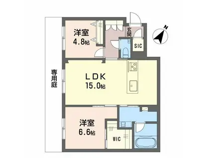 シャーメゾン高宮通(2LDK/1階)の間取り写真