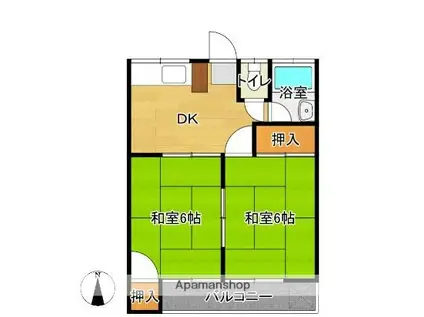 中野荘(2DK/2階)の間取り写真