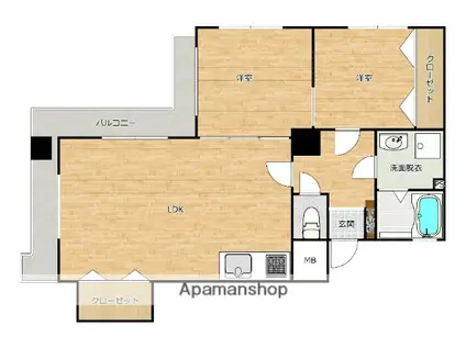 ダイナコート天神アベニュー(2LDK/9階)の間取り写真