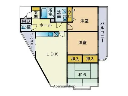 レイクサイド周船寺(3LDK/4階)の間取り写真