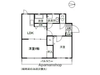 福岡市七隈線 賀茂駅 徒歩12分 2階建 築25年(2LDK/2階)の間取り写真