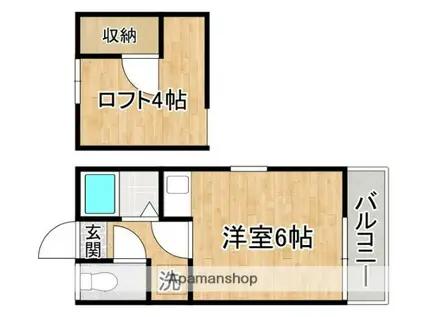 ロッキーハイム(ワンルーム/2階)の間取り写真