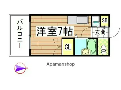 フォーサイト福大南(1K/1階)の間取り写真