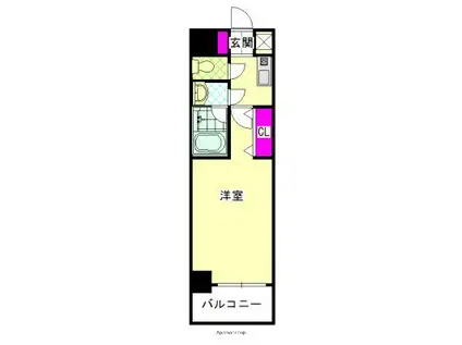 ピュアドームガーランド博多(1K/2階)の間取り写真