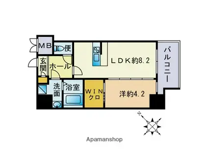 VIDA博多(1LDK/2階)の間取り写真