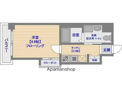 T-SMART博多オーケストラ通(1K/6階)の間取り写真