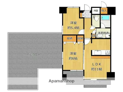 ロワールM室見川(2LDK/4階)の間取り写真