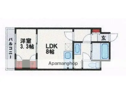 パナムコート室見(1LDK/6階)の間取り写真