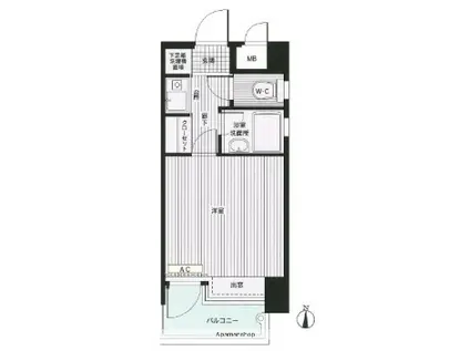 ピュアドームデイズ西公園(1K/9階)の間取り写真