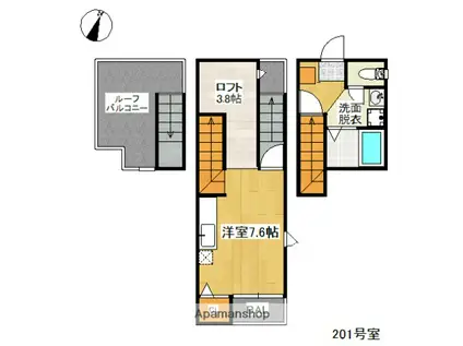 MAISONETICレインボーパレス(ワンルーム/2階)の間取り写真