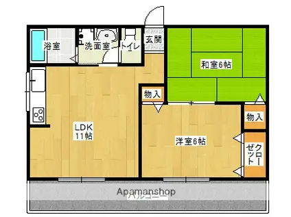 バナナアパート(2LDK/2階)の間取り写真