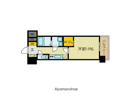 サヴォイ博多スーペリア(1K/9階)の間取り写真