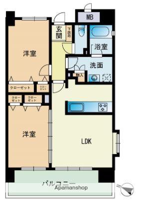 エコルクス赤坂2(2LDK/9階)の間取り写真