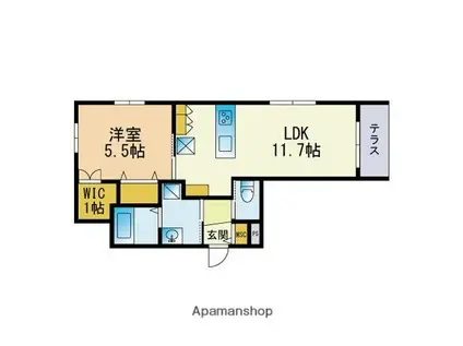 FORTIS藤崎弥生(1LDK/1階)の間取り写真