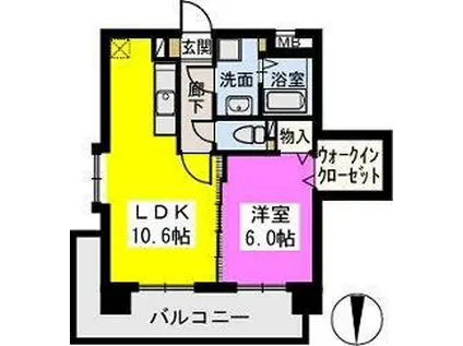 ビオラ愛宕(1LDK/4階)の間取り写真