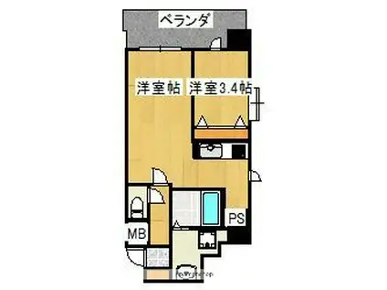 第48川崎ビル(1LDK/7階)の間取り写真
