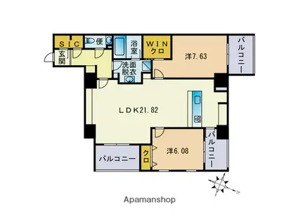 RLIV KUSAGAE(2LDK/3階)の間取り写真