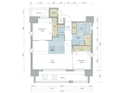 ネストピア渡辺通(2LDK/15階)の間取り写真
