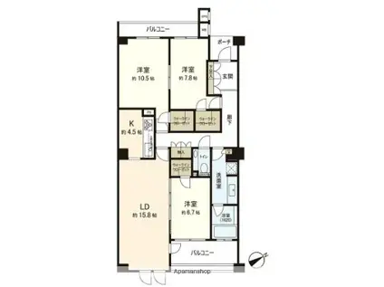 BRILLIA平尾浄水(3LDK/4階)の間取り写真