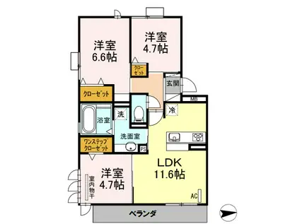 D-ROOM鳥飼(3LDK/3階)の間取り写真