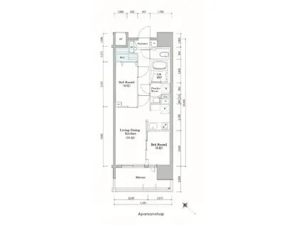 AIFLAT博多祇園(2LDK/11階)の間取り写真