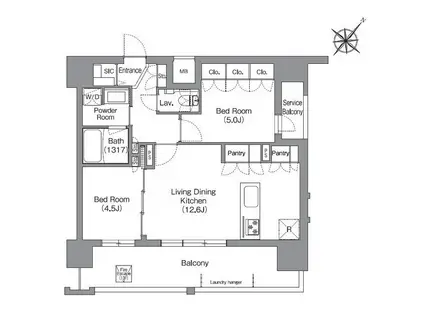 シーズンフラッツ渡辺通(2LDK/10階)の間取り写真