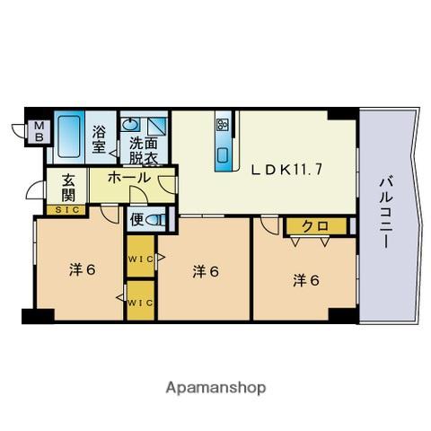 リオグランデ博多(3LDK/6階)の間取り写真