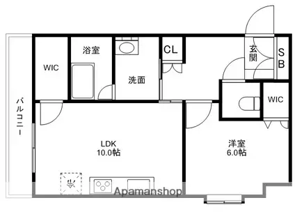 ROOX高宮Ⅱ(1LDK/6階)の間取り写真