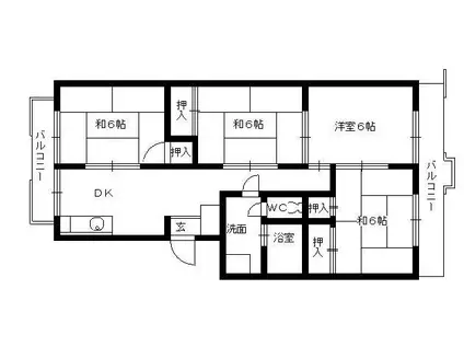 ピオーネ大神(4DK/3階)の間取り写真