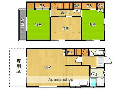 メゾネット高田(3LDK/1階)の間取り写真