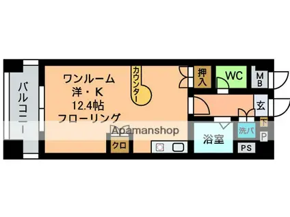 ツイン七隈西(ワンルーム/5階)の間取り写真