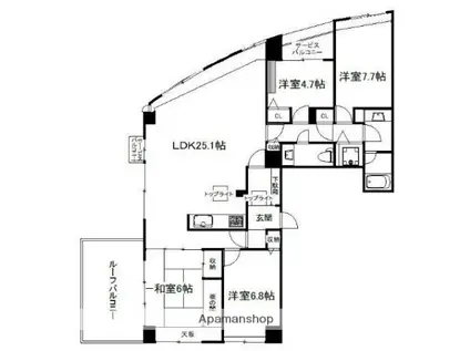 ネクサスシーサイド百道 2号棟(4LDK/10階)の間取り写真