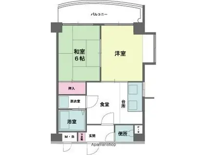 ダイアパレス大手門第2(2DK/3階)の間取り写真